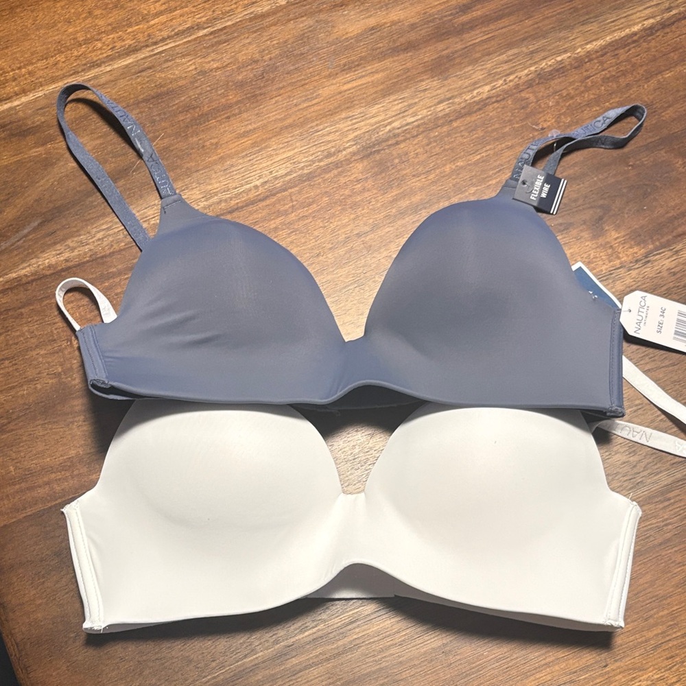 Nautica Blue and White Bra Duo NWT